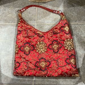 Hobo bag. Light weight beaded silk bag.